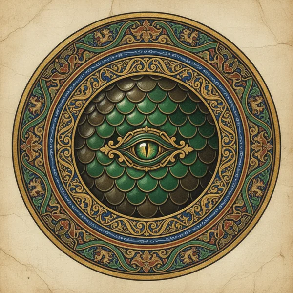 Dragonborn Name Generator: illuminated chapter medallion
