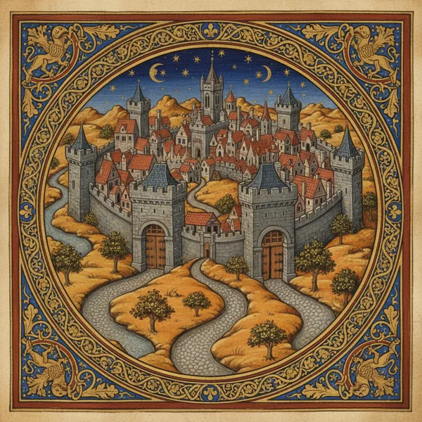 Town Name Generator (Fantasy): illuminated chapter medallion